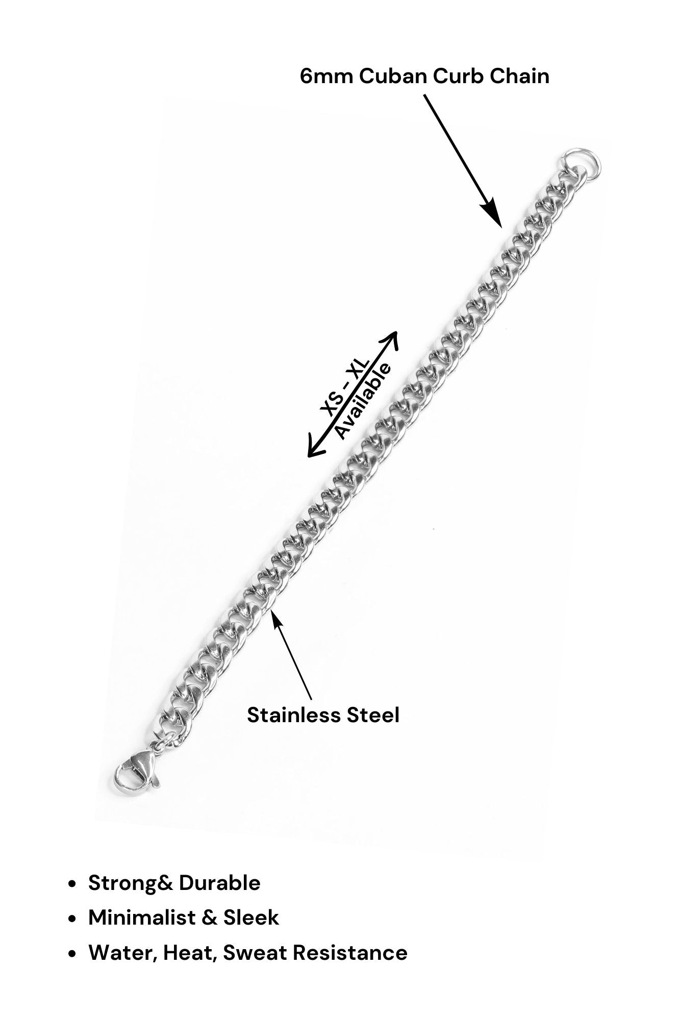 6mm Stainless Steel Chain Bracelet