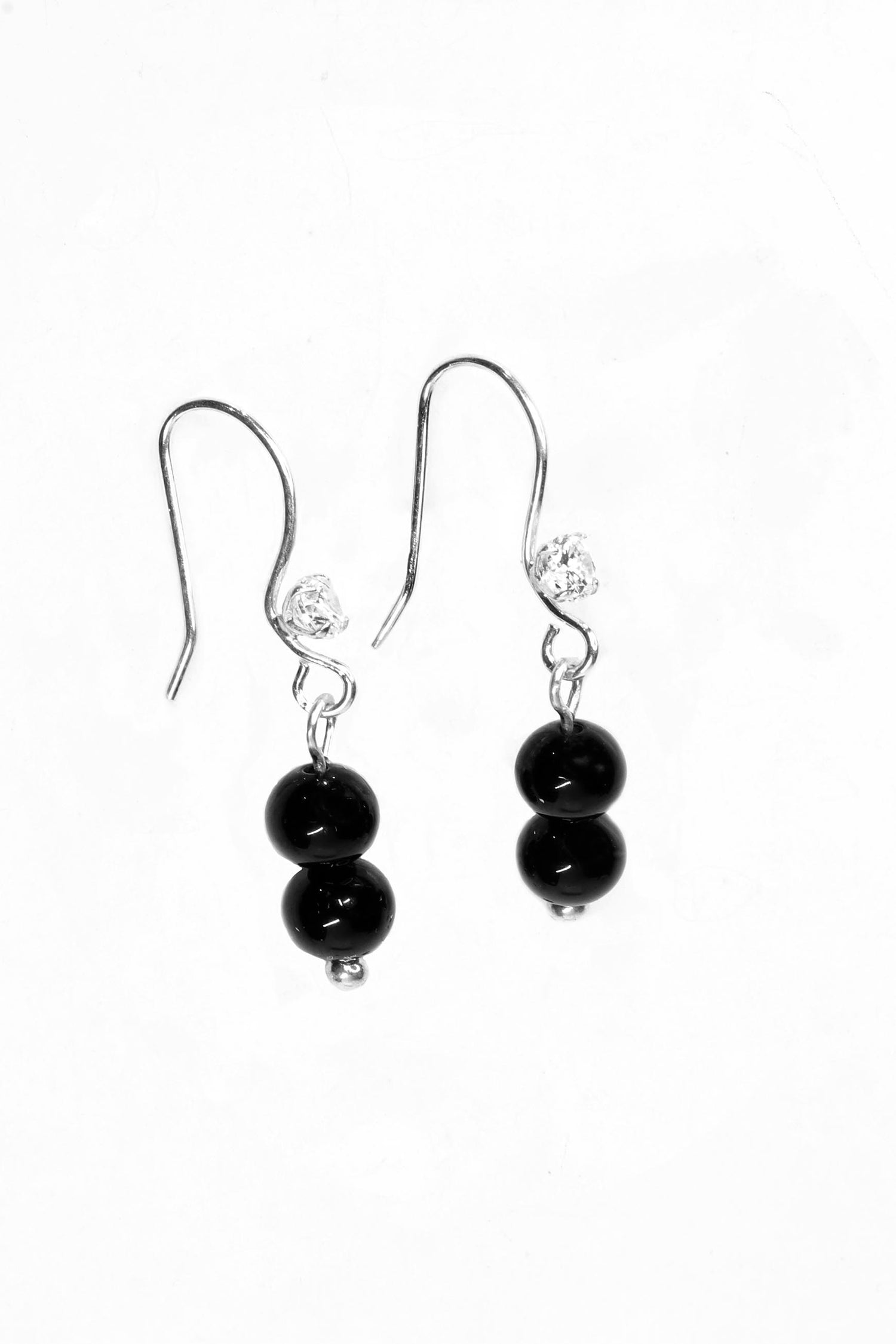 Sterling Silver & Natural Black Tourmaline Earrings