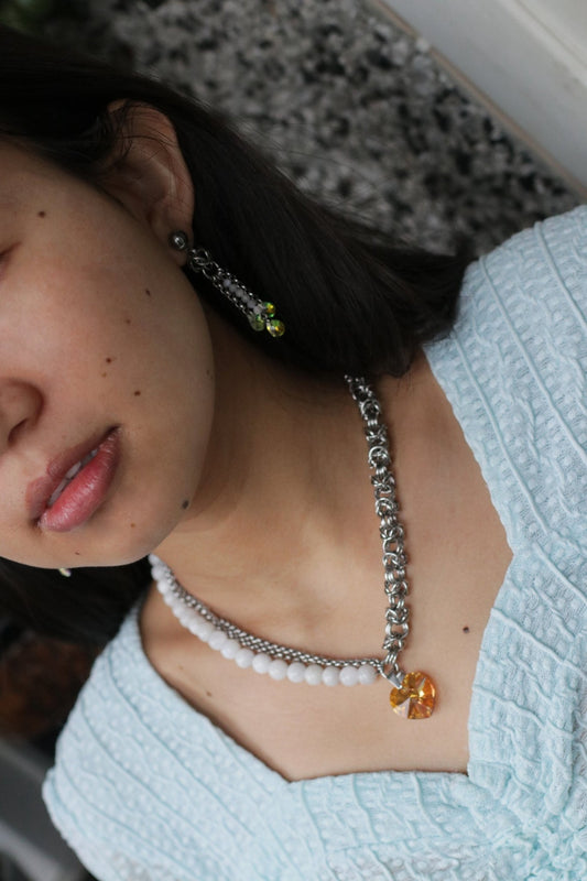 Moonstone Chainmail NecklaceNuma EstiloMoonstone Chainmail Necklaces