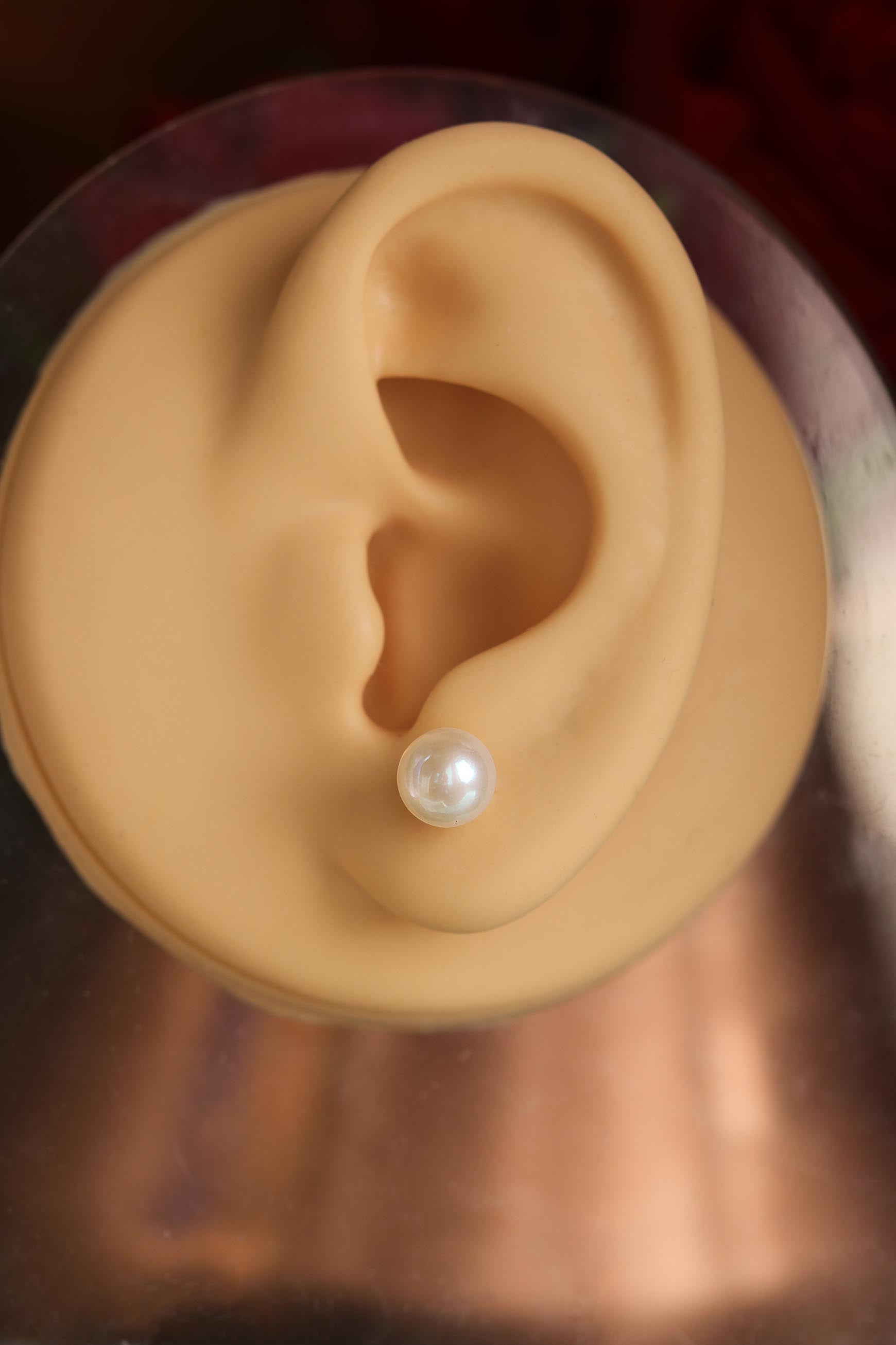 7mm-7.5mm_ round freshwater pearl studs 