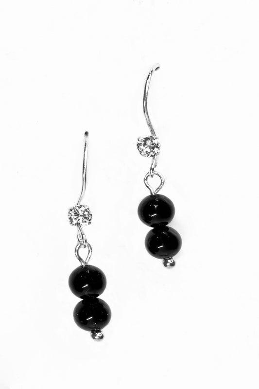 Sterling Silver and Black Tourmaline dangle earrings 