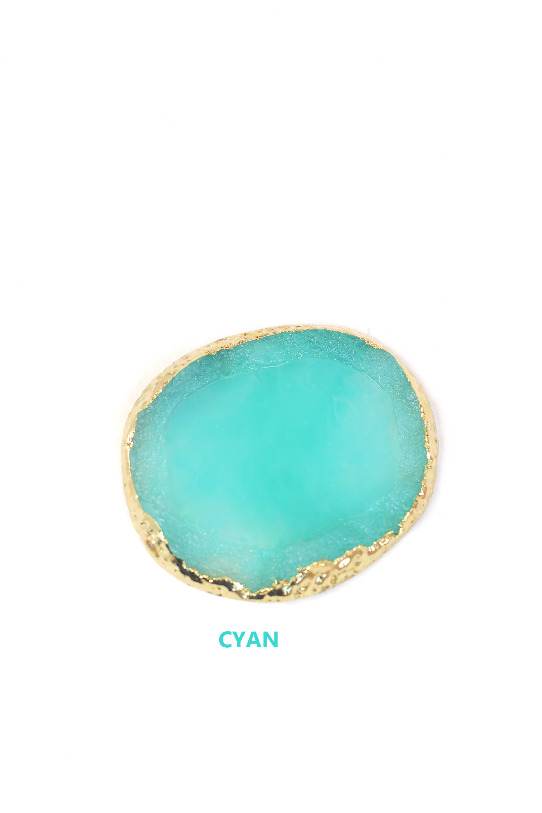 Cyan with golden edges jewellery holder tray coaster