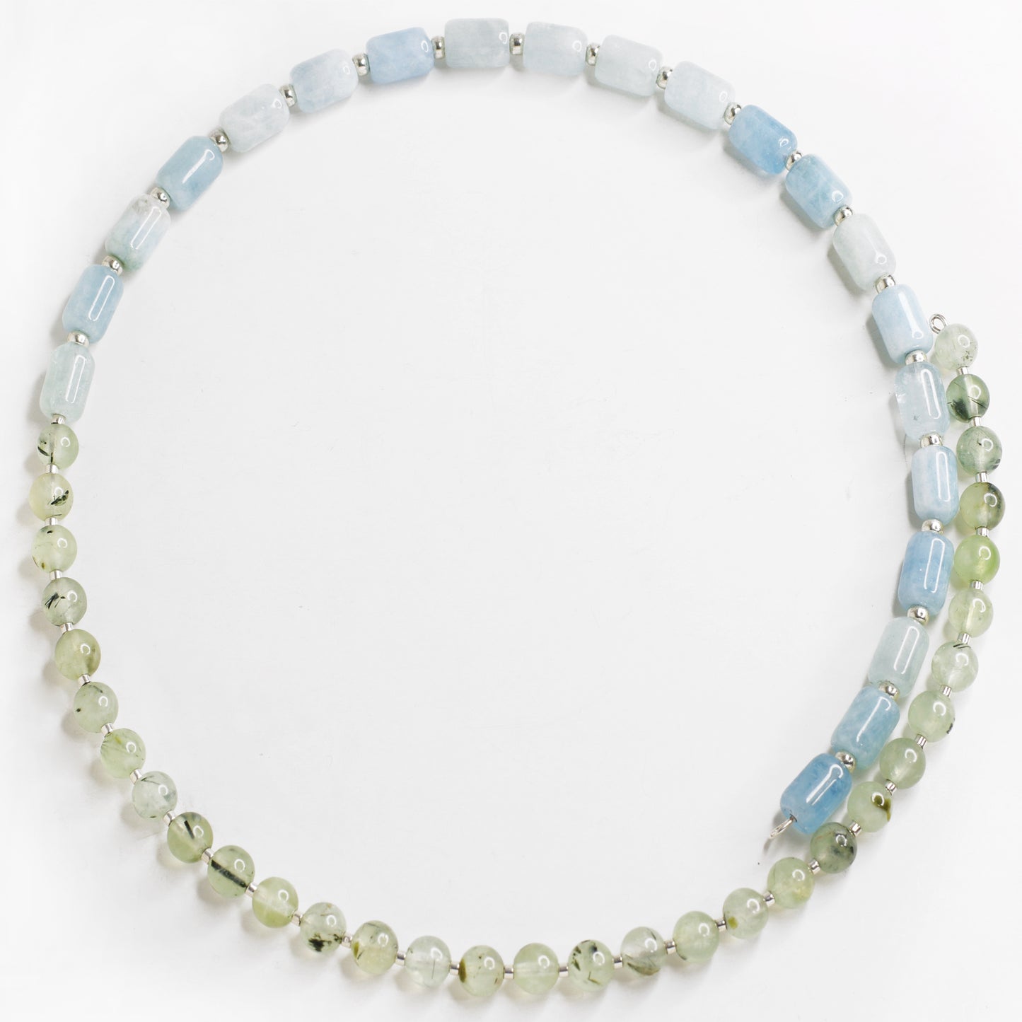 Prehnite and Aquamarine memory wire Choker Necklace