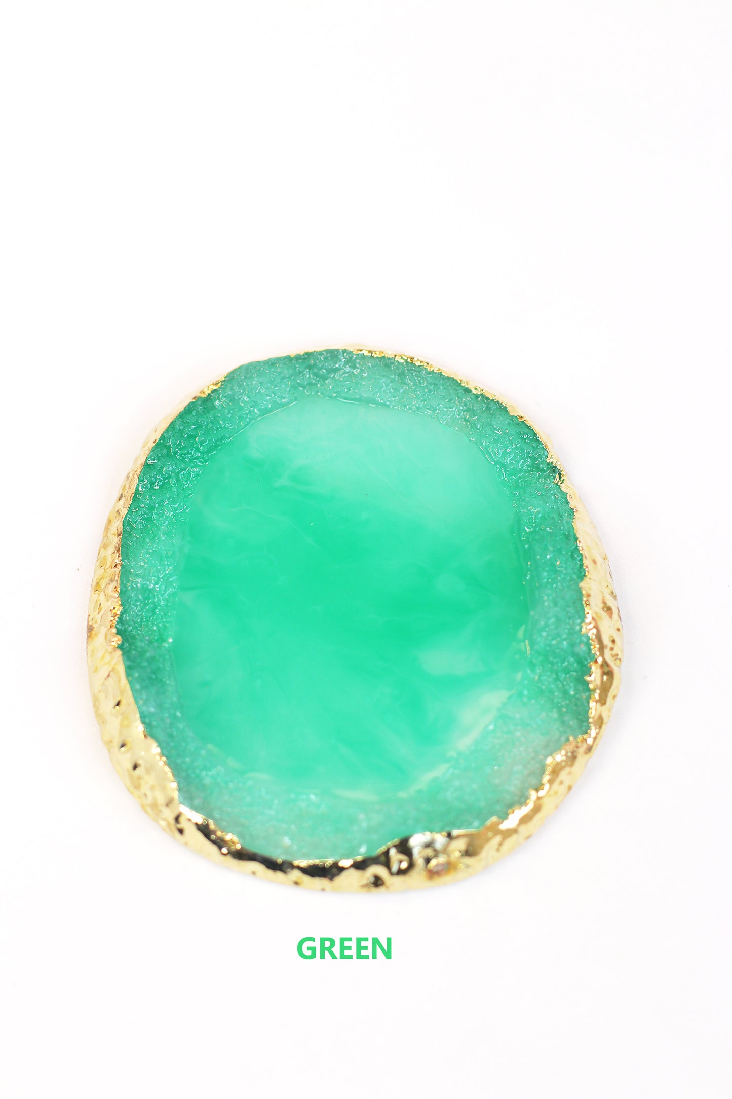 Green with golden edges jewellery holder tray coaster