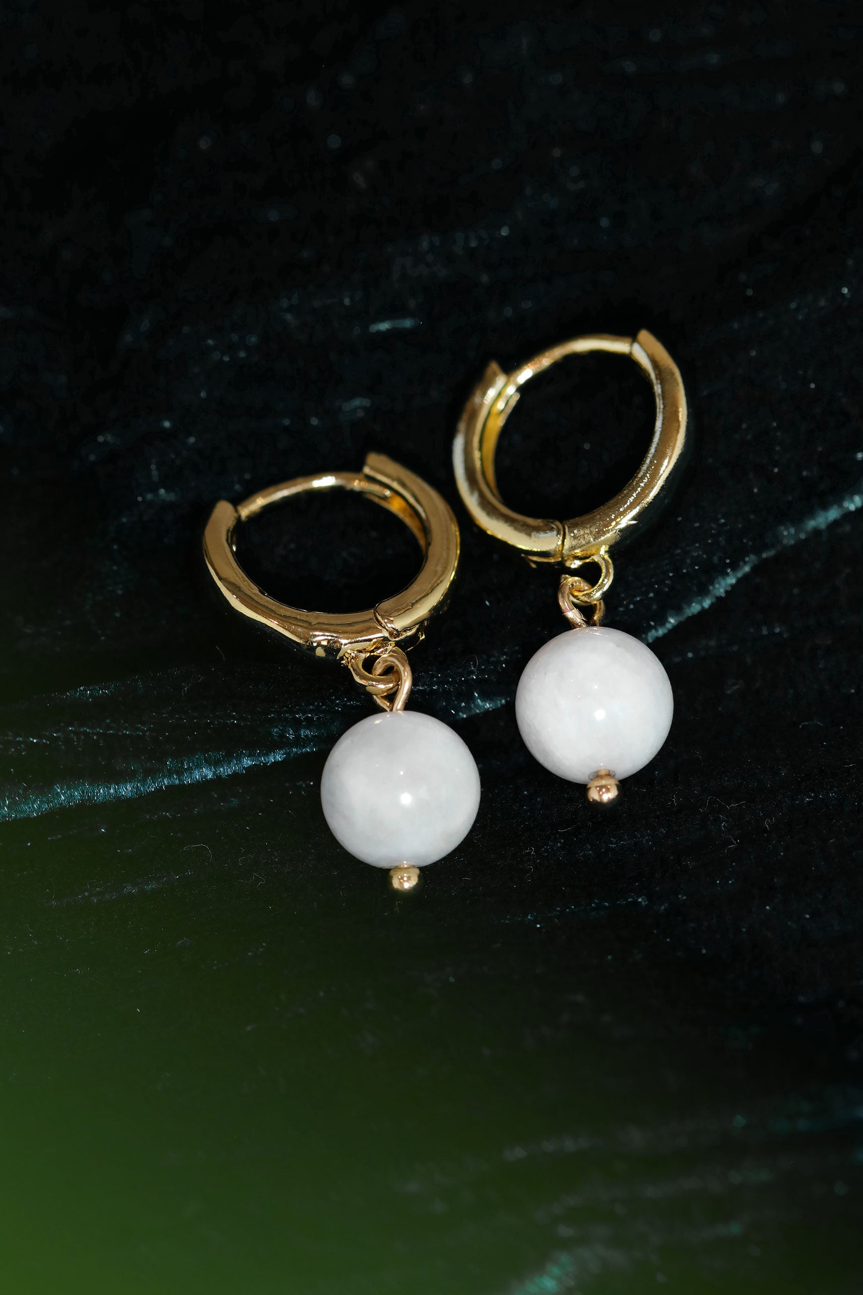 Moondrop Rainbow Moonstone Huggie Earrings