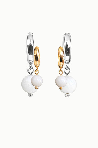 Moondrop Rainbow Moonstone Huggie Earrings