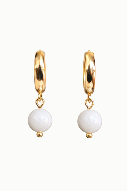 Moondrop Rainbow Moonstone Huggie Earrings