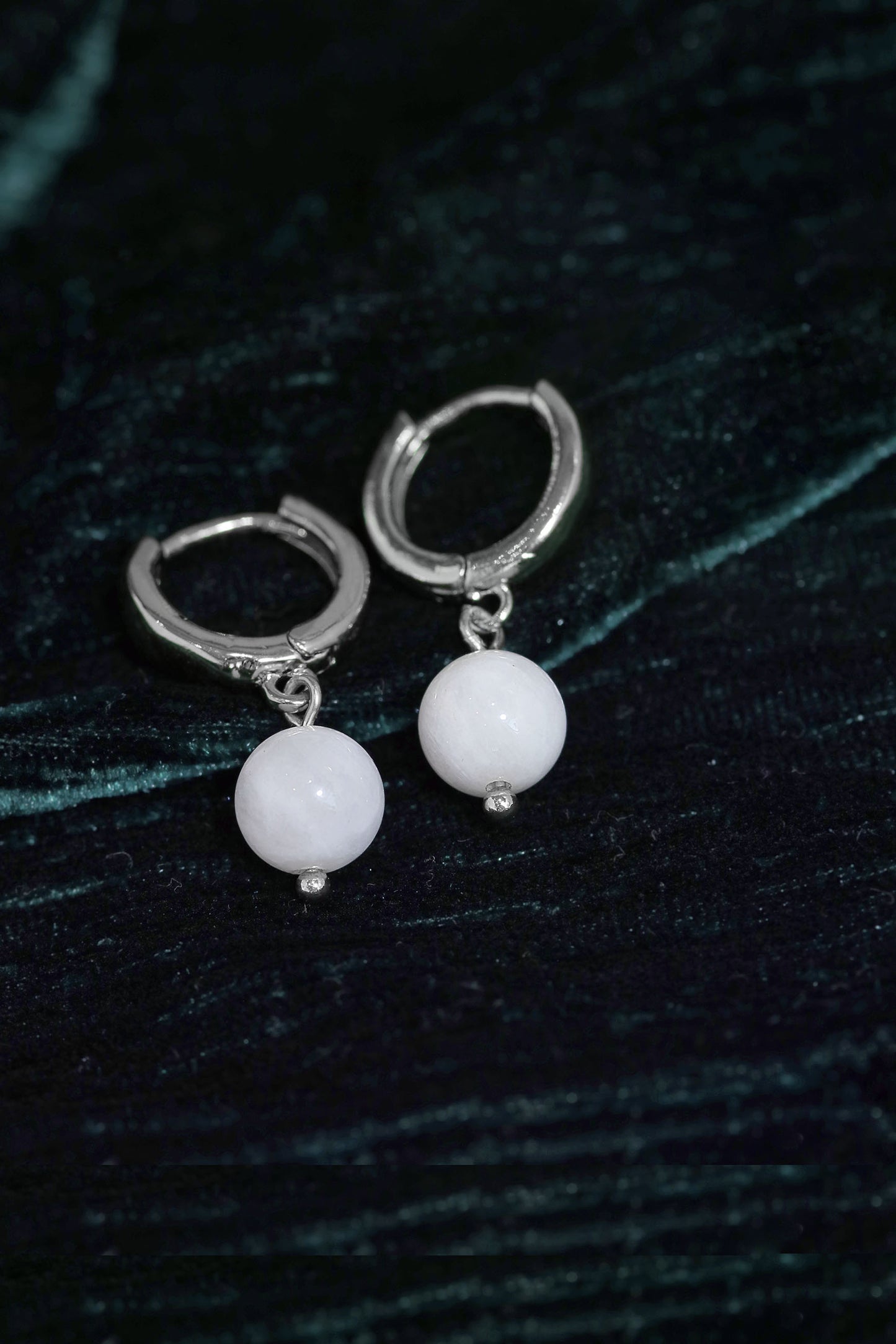 Moondrop Rainbow Moonstone Huggie Earrings