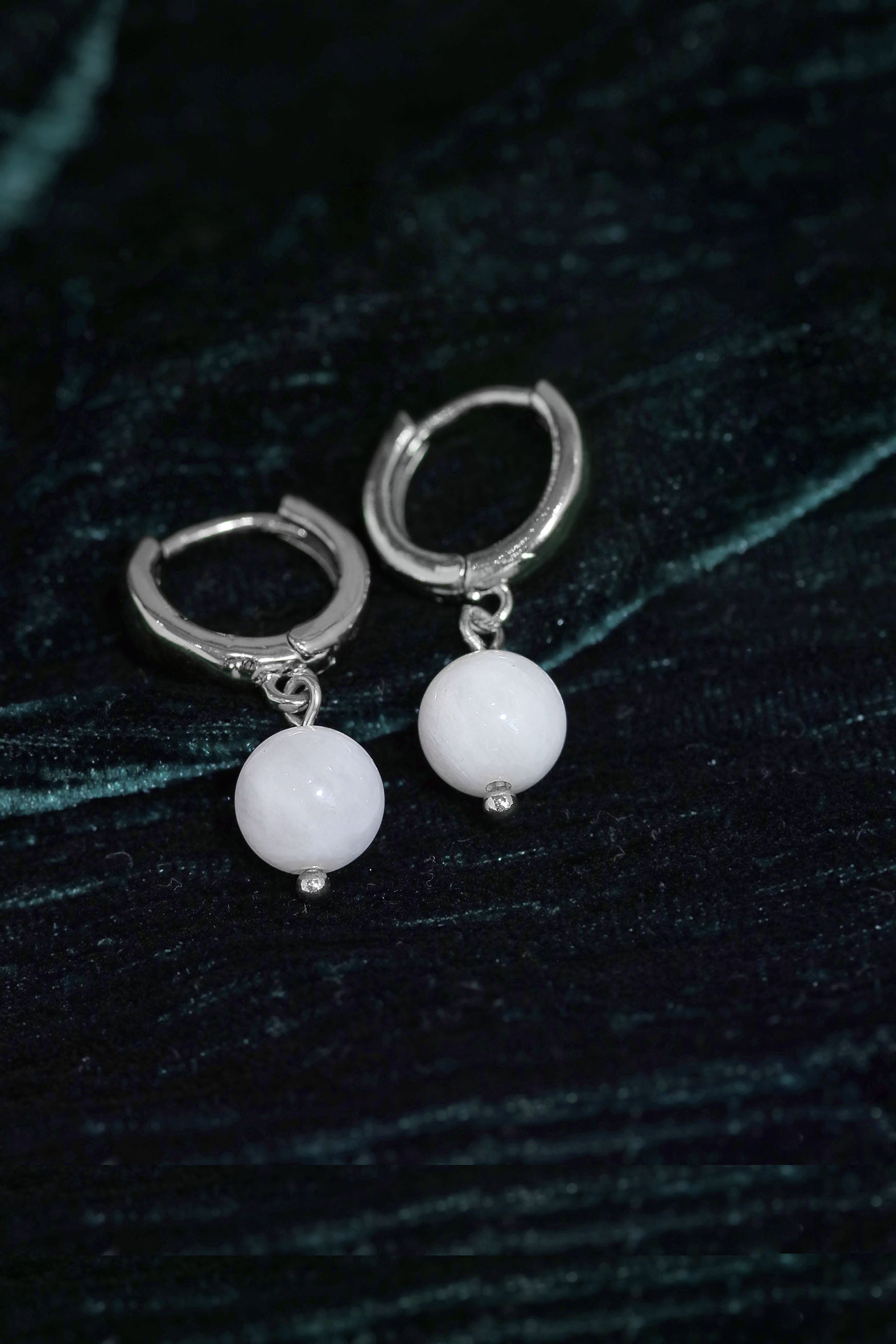 Moondrop Rainbow Moonstone Huggie Earrings