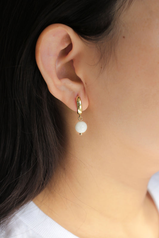 Moondrop Rainbow Moonstone Huggie Earrings
