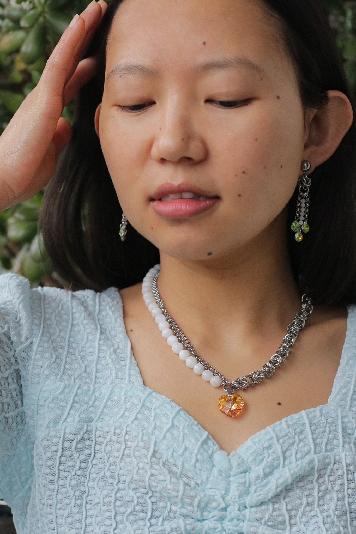 Moonstone Chainmail NecklaceNuma EstiloMoonstone Chainmail Necklaces